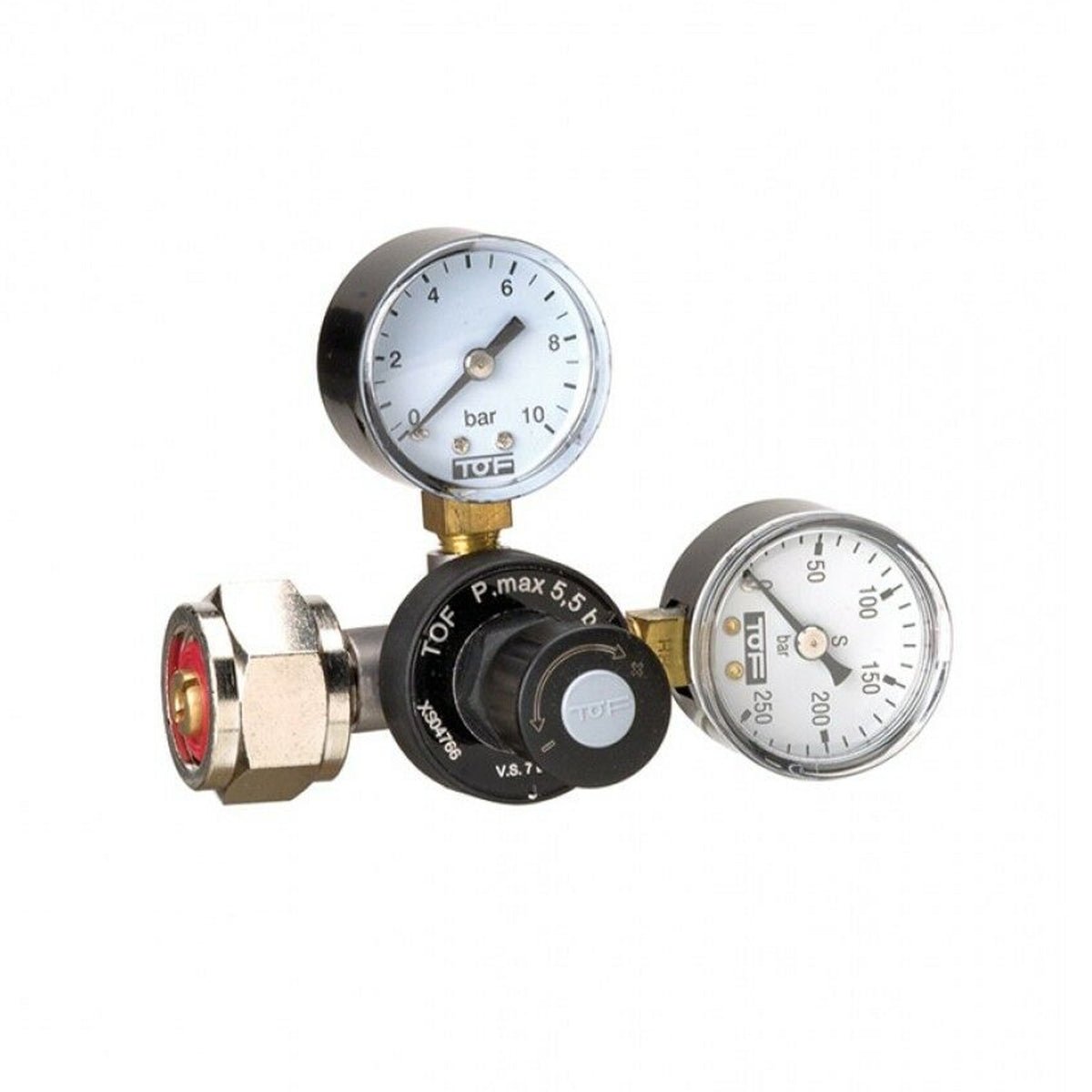 CO2 Druckminderer für Mehrwegflaschen bis zu 5,5 bar EU Standard Norm Anschluss