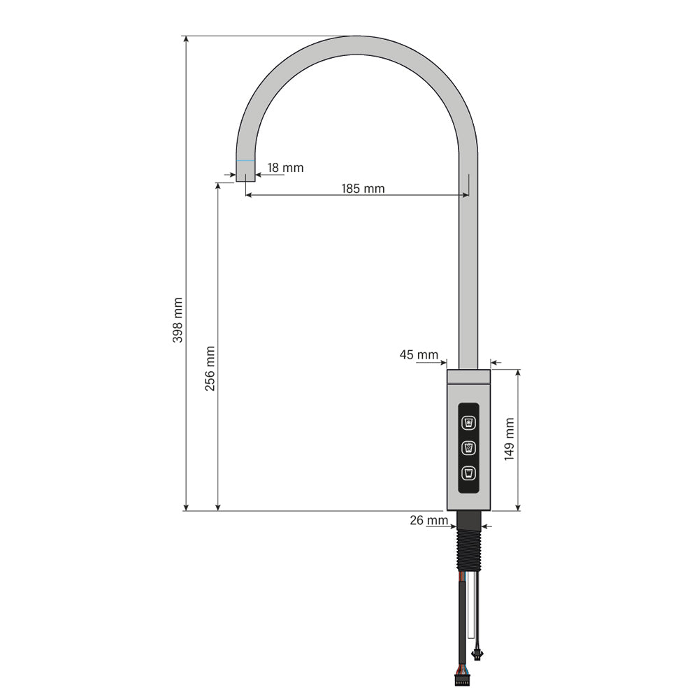 SPRUDELUX 3-Wege-Touch-Armatur Chrom für Untertisch-Tafelwasseranlagen