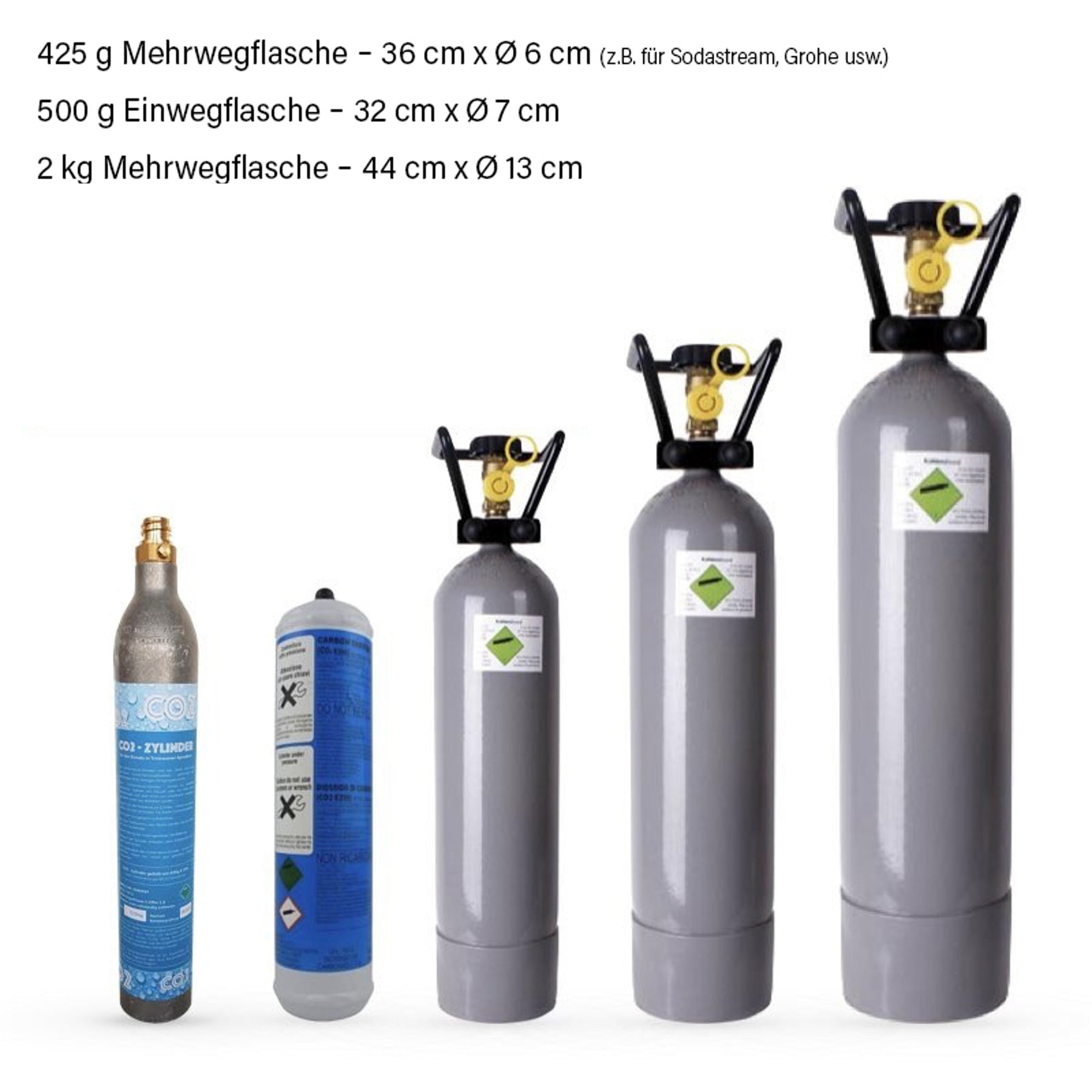 Eigentums CO2 Zylinder/ Flaschen befüllt, 425g - 2kg