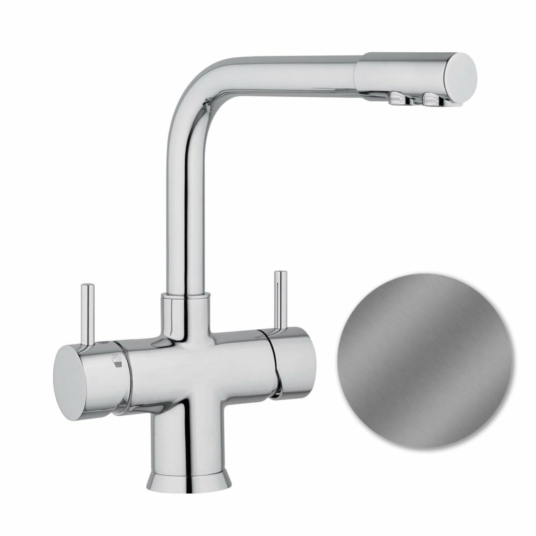 SPRUDELUX® Untertisch-Trinkwassersystem INOX ULTRA FLAT WiFi inkl. 5-Wege-Armatur NOBIUS L-Auslauf