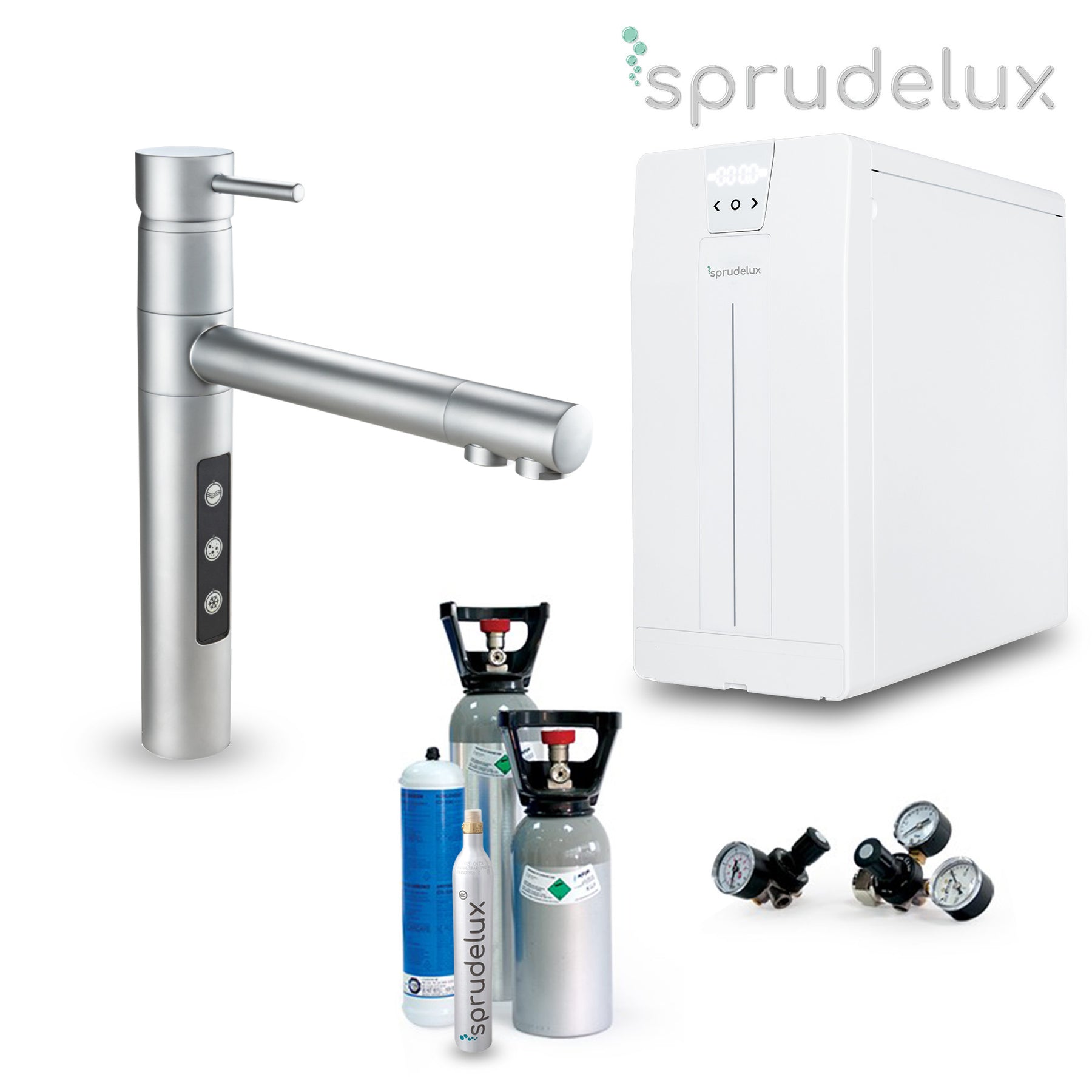 Untertisch-Trinkwassersystem SPRUDELUX POWER SODA inkl. 5-Wege-Wasserhahn STELLA in Matt Effect