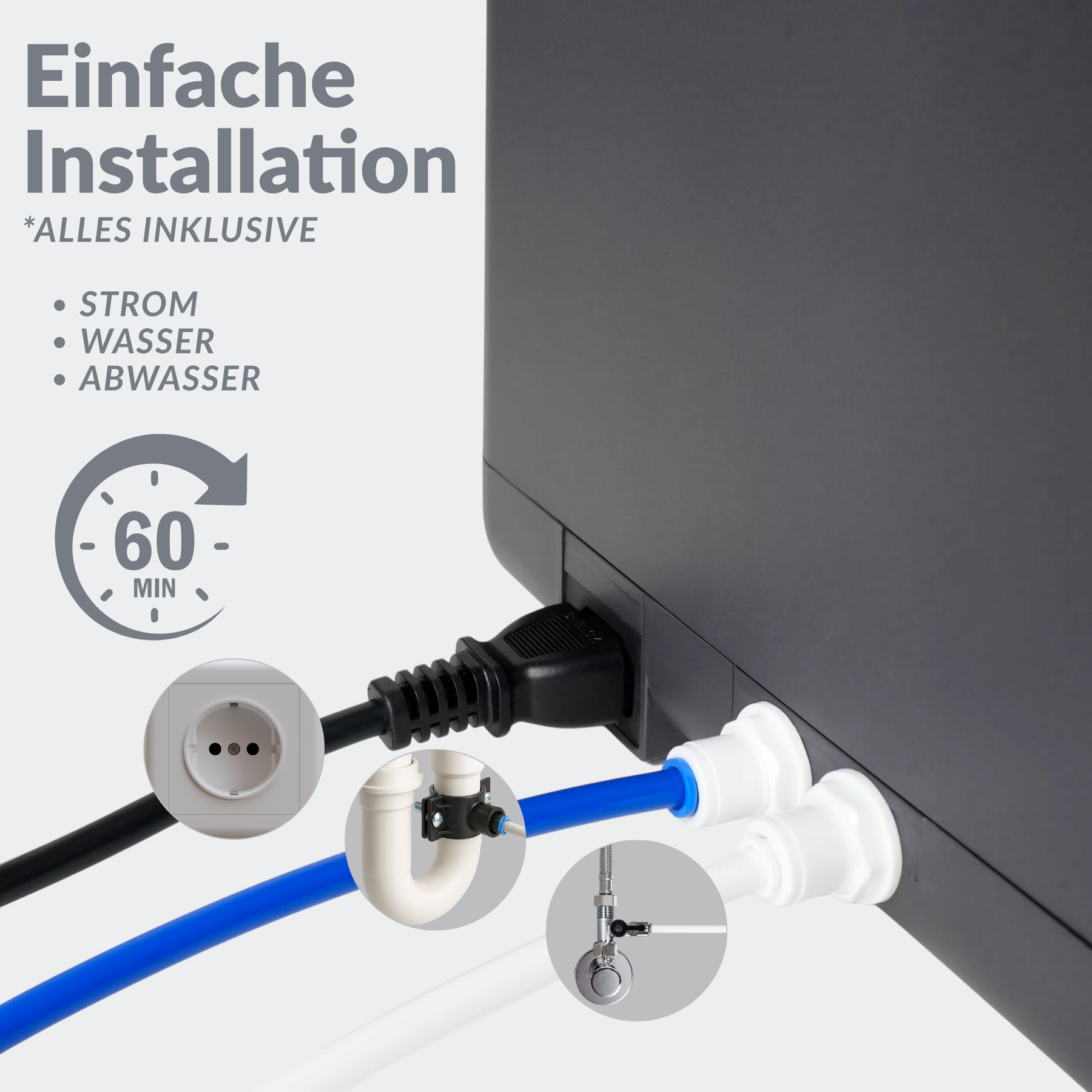 SPRUDELUX SUPREME – Premium Tafelwasseranlage mit Umkehrosmose, CO2 & Heißwasserfunktion – Wasserspender mit Filter & UVC-Technologie – Festwasseranschluss