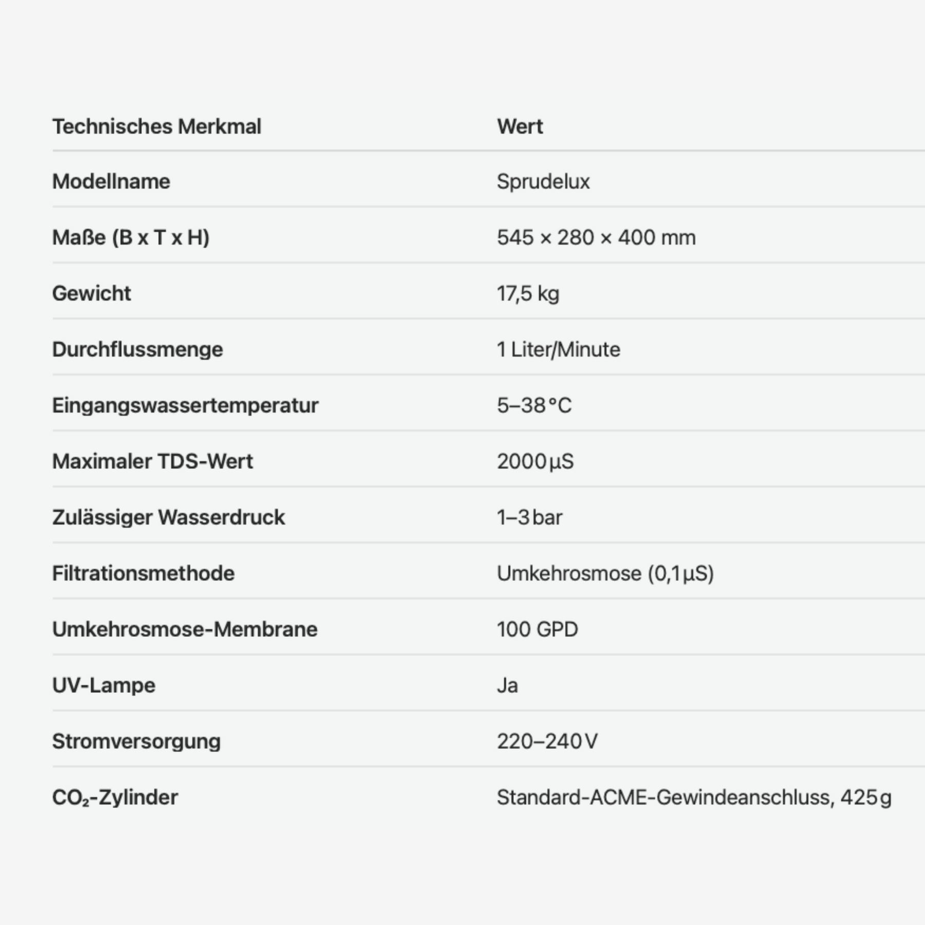 SPRUDELUX SUPREME – Premium Tafelwasseranlage mit Umkehrosmose, CO2 & Heißwasserfunktion – Wasserspender mit Filter & UVC-Technologie – Festwasseranschluss