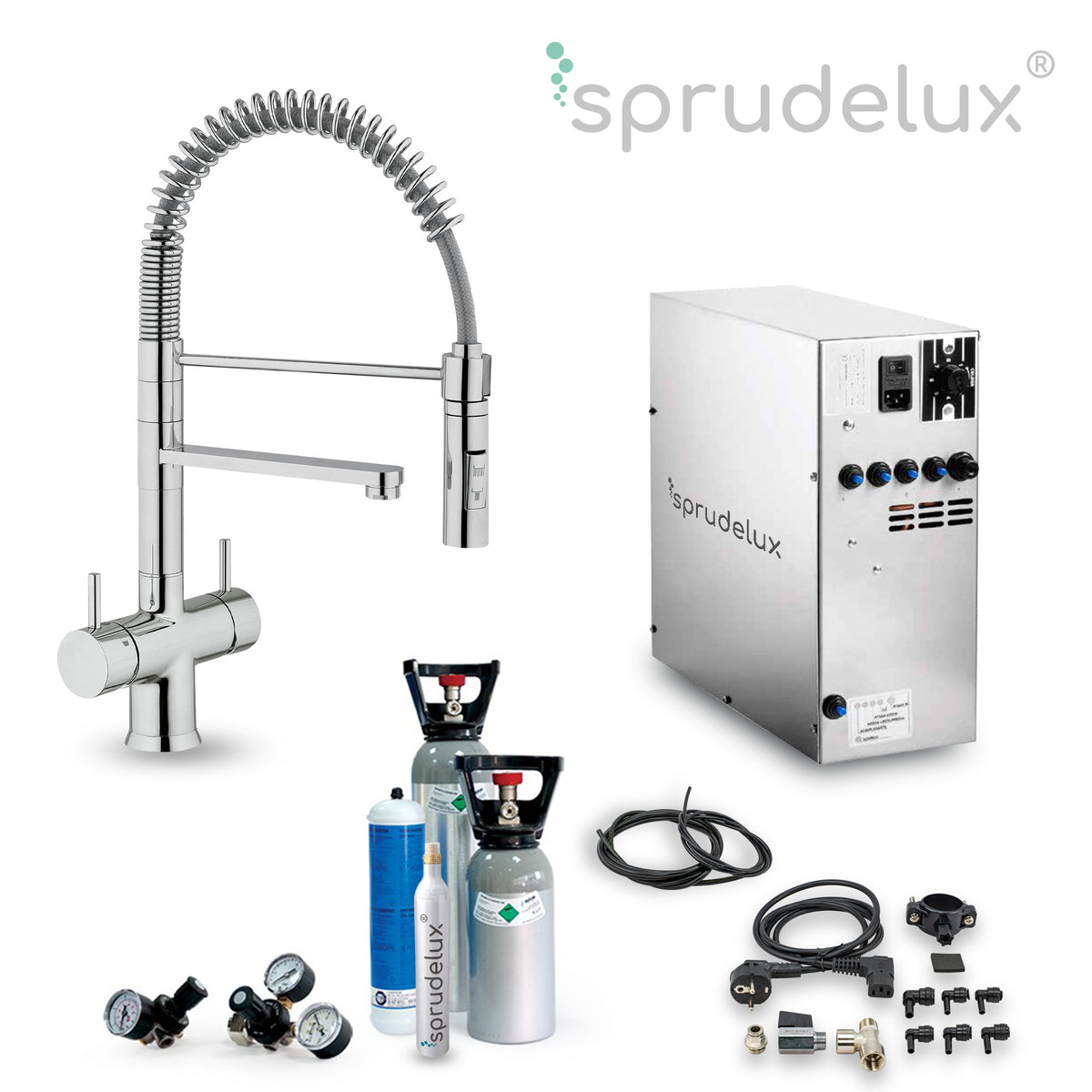 Untertisch-Trinkwassersystem SPRUDELUX Inox Inkl. 5-Wege-Wasserhahn