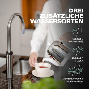 Untertisch-Tafelwasseranlage SPRUDELUX® FLAME inklusive kochend-Wasserhahn