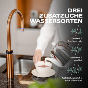 Untertisch-Tafelwasseranlage SPRUDELUX® FLAME inklusive kochend-Wasserhahn