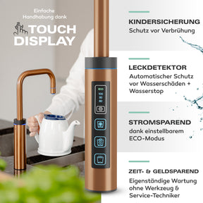 Untertisch-Tafelwasseranlage SPRUDELUX® FLAME inklusive kochend-Wasserhahn