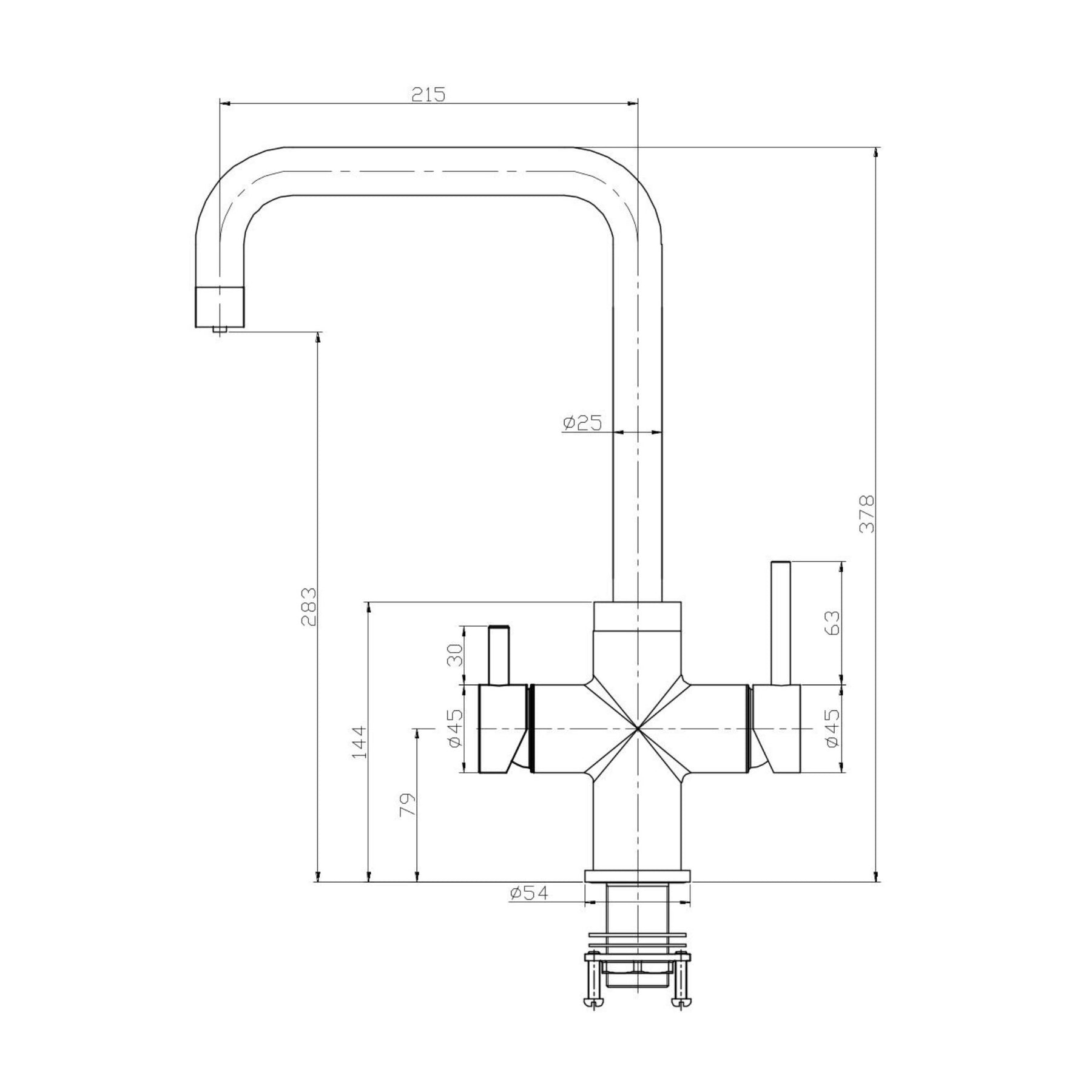 SPRUDELUX® POWER SODA Untertisch-Tafelwassersystem – Wassersprudler mit 5-Wege-Armatur GIULIA U-Auslauf INOX & 2 kg CO2-Flasche – Sprudelwasser direkt aus dem Wasserhahn