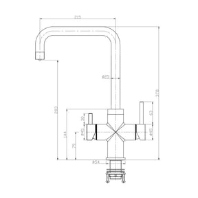 SPRUDELUX® POWER SODA Untertisch-Tafelwassersystem – Wassersprudler mit 5-Wege-Armatur GIULIA U-Auslauf INOX & 2 kg CO2-Flasche – Sprudelwasser direkt aus dem Wasserhahn