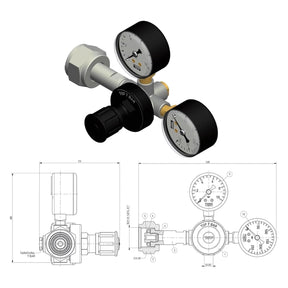 CO2 Druckminderer für Mehrwegflaschen inkl. Connector geeignet für Quooker