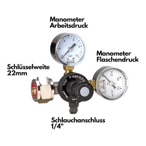 CO2 Druckminderer für Mehrwegflaschen inkl. Connector geeignet für Quooker