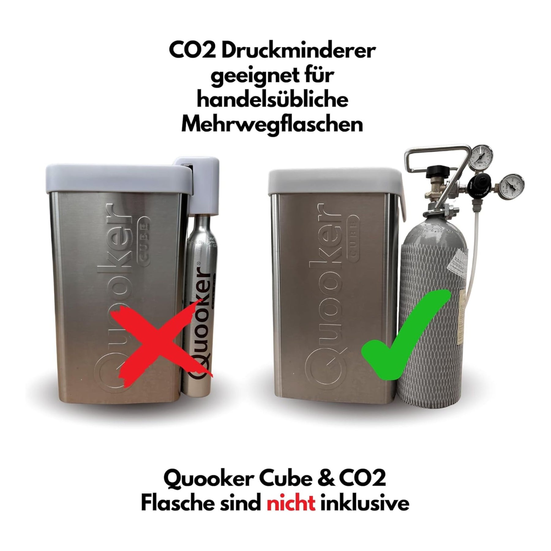 CO2 Druckminderer für Mehrwegflaschen inkl. Connector geeignet für Quooker