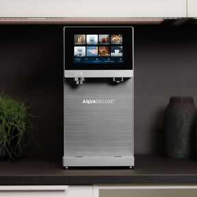SPRUDELUX PRO TOUCH – Premium Tafelwasseranlage mit Umkehrosmose, Sprudel- & Heißwasserfunktion – Wasserspender mit UVC-Technologie – Festwasseranschluss / Tank