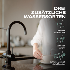 Untertisch-Tafelwasseranlage SPRUDELUX® FLAME inklusive kochend-Wasserhahn