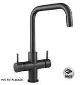 Designer 5-Wege-Wasserhahn CUCINA ESTETICA TOTAL BLACK, Edelstahl massiv