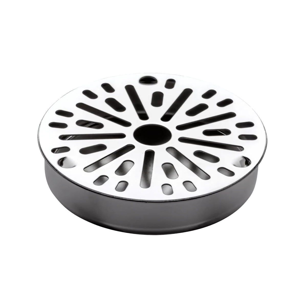 Runde Abtropfschale mit Abwasseranschluss-Drainage Edelstahl