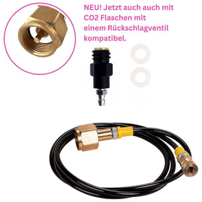 CO2 Adapter W21.8-14 auf TR21-4 mit 1,5 m Hochdruckschlauch | Geeignet für Wassersprudler SodaStream, Soda Max, Crystal, Penguin, Play, Cool u. v. m. | Anschluss an große CO2-Flaschen | Nur für CO2 Gas geeignet