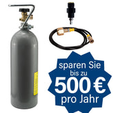 CO2 Adapter W21.8-14 auf TR21-4 mit 1,5 m Hochdruckschlauch + 2 kg CO2 Eigentumsflasche gefüllt | Geeignet für Wassersprudler SodaStream, Soda Max, Crystal, Penguin, Play, Cool u. v. m. | Anschluss an große CO2-Flaschen