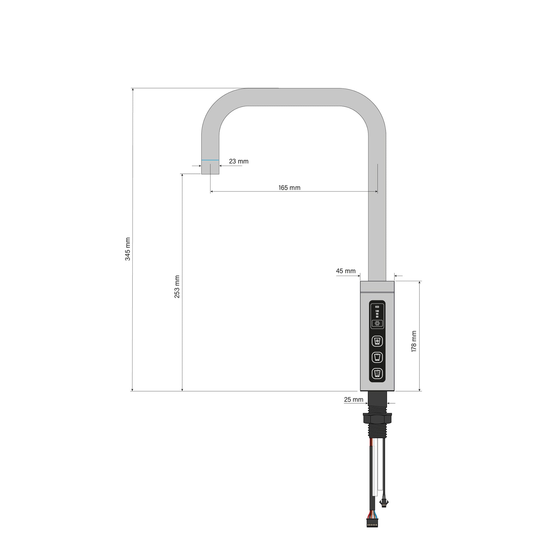 Untertisch-Tafelwasseranlage SPRUDELUX® FLAME inklusive kochend-Wasserhahn