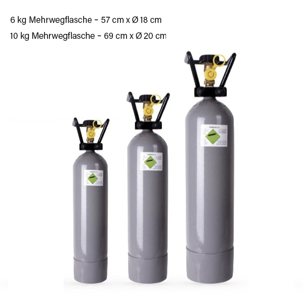 Eigentums CO2 Flaschen befüllt 6kg - 10kg für Wassersprudler
