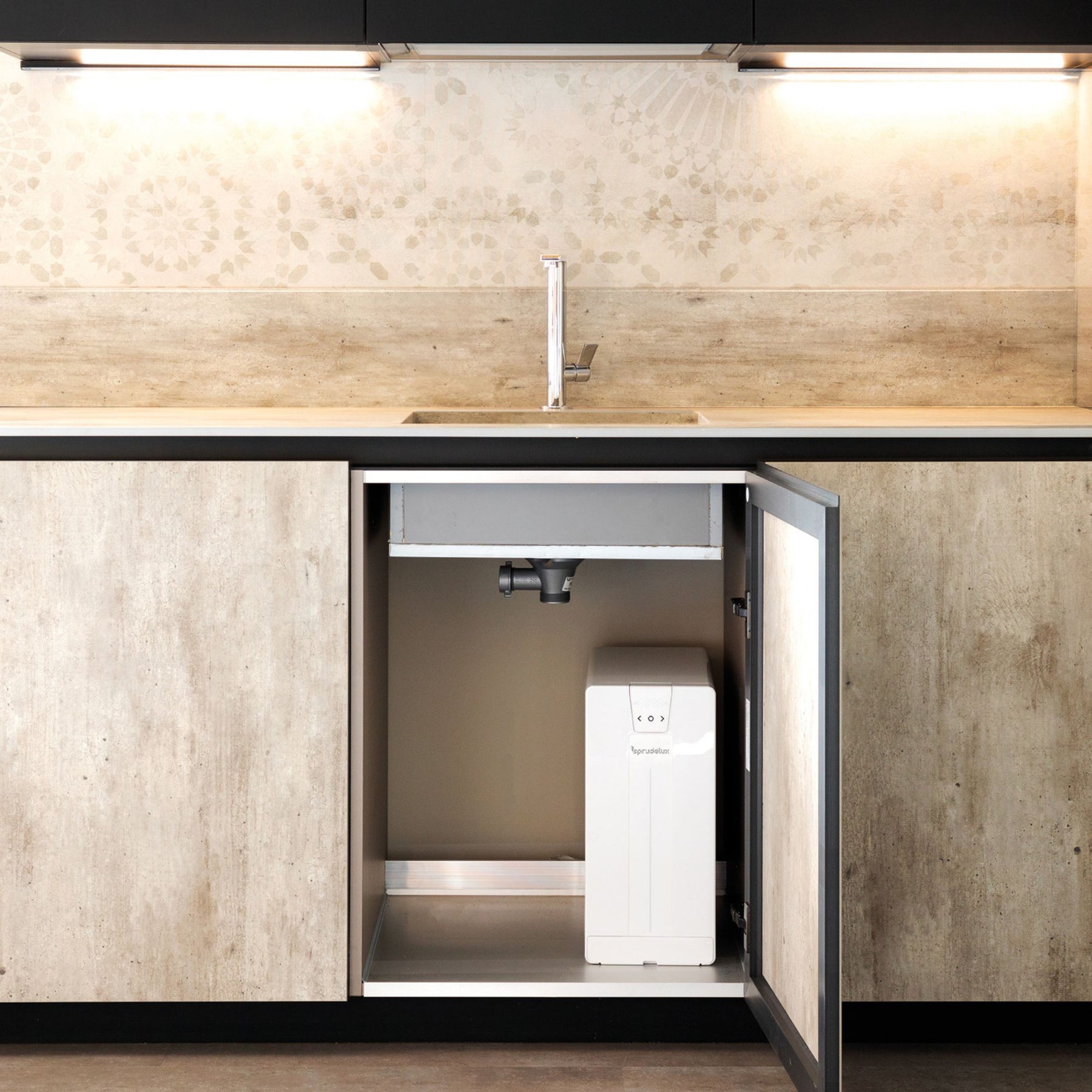 Untertisch-Tafelwassersystem SPRUDELUX® POWER SODA inkl. 5-Wege-Armatur NOBIUS U-Auslauf