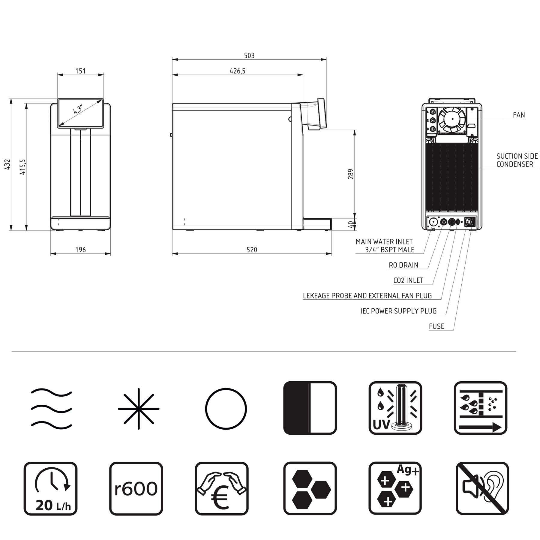 Auftisch-Trinkwassersystem SPRUDELUX® POWER SODA 2.0 Full-Touch Schwarz