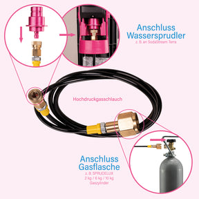 Adapter-Hochdruckschlauch für größere CO2 Flaschen geeignet für Wassersprudler SODASTREAM DUO QUICK CONNECT QC, Art und Terra