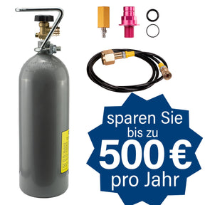 Adapter-Hochdruckschlauch + 2 kg CO2 Eigentumsflasche gefüllt geeignet für Wassersprudler SODASTREAM DUO QUICK CONNECT QC, Art und Terra