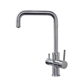 SPRUDELUX® POWER SODA Untertisch-Tafelwassersystem – Wassersprudler mit 5-Wege-Armatur GIULIA U-Auslauf INOX & 2 kg CO2-Flasche – Sprudelwasser direkt aus dem Wasserhahn