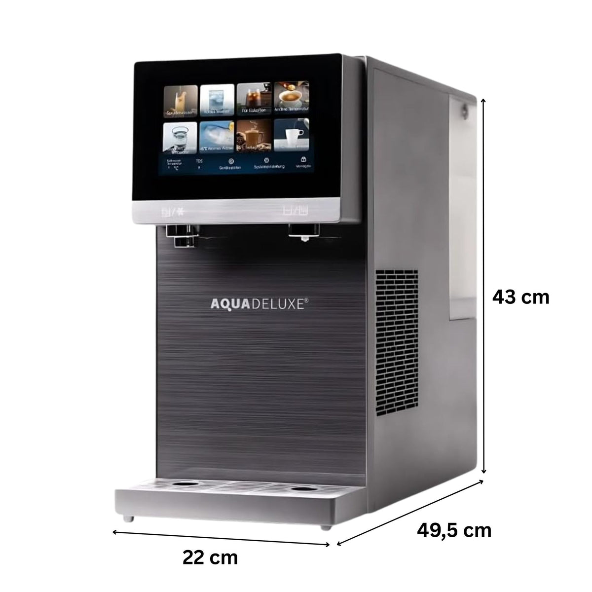 SPRUDELUX PRO TOUCH – Premium Tafelwasseranlage mit Umkehrosmose, Sprudel- & Heißwasserfunktion – Wasserspender mit UVC-Technologie – Festwasseranschluss / Tank