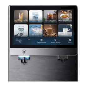 SPRUDELUX PRO TOUCH – Premium Tafelwasseranlage mit Umkehrosmose, Sprudel- & Heißwasserfunktion – Wasserspender mit UVC-Technologie – Festwasseranschluss / Tank