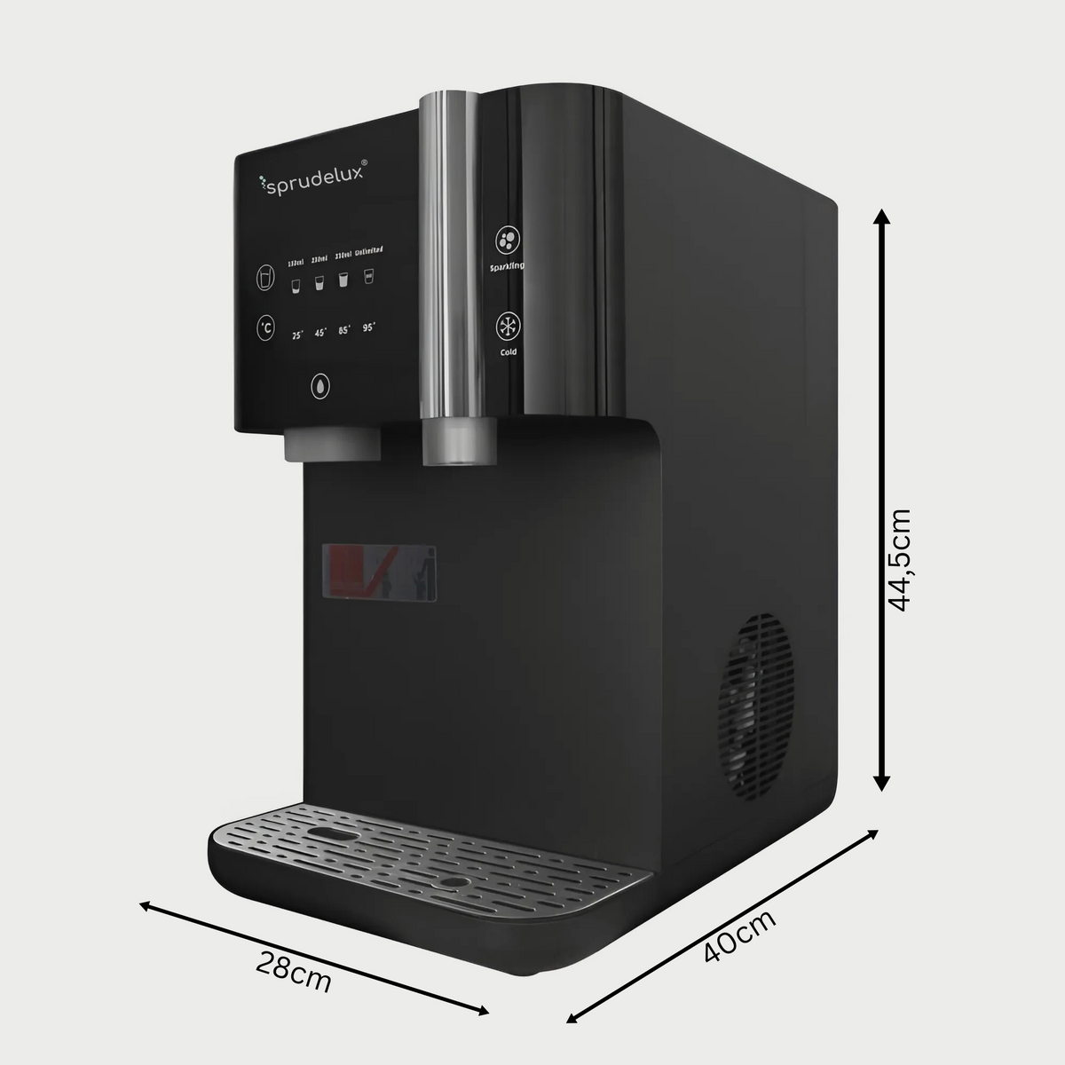 SPRUDELUX SUPREME – Premium Tafelwasseranlage mit Umkehrosmose, CO2 & Heißwasserfunktion – Wasserspender mit Filter & UVC-Technologie – Festwasseranschluss