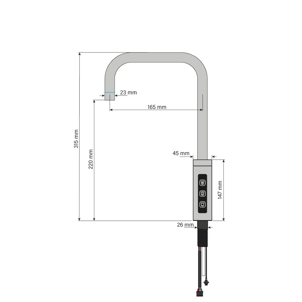SPRUDELUX 3-Wege-Touch-Armatur Chrom für Untertisch-Tafelwasseranlagen