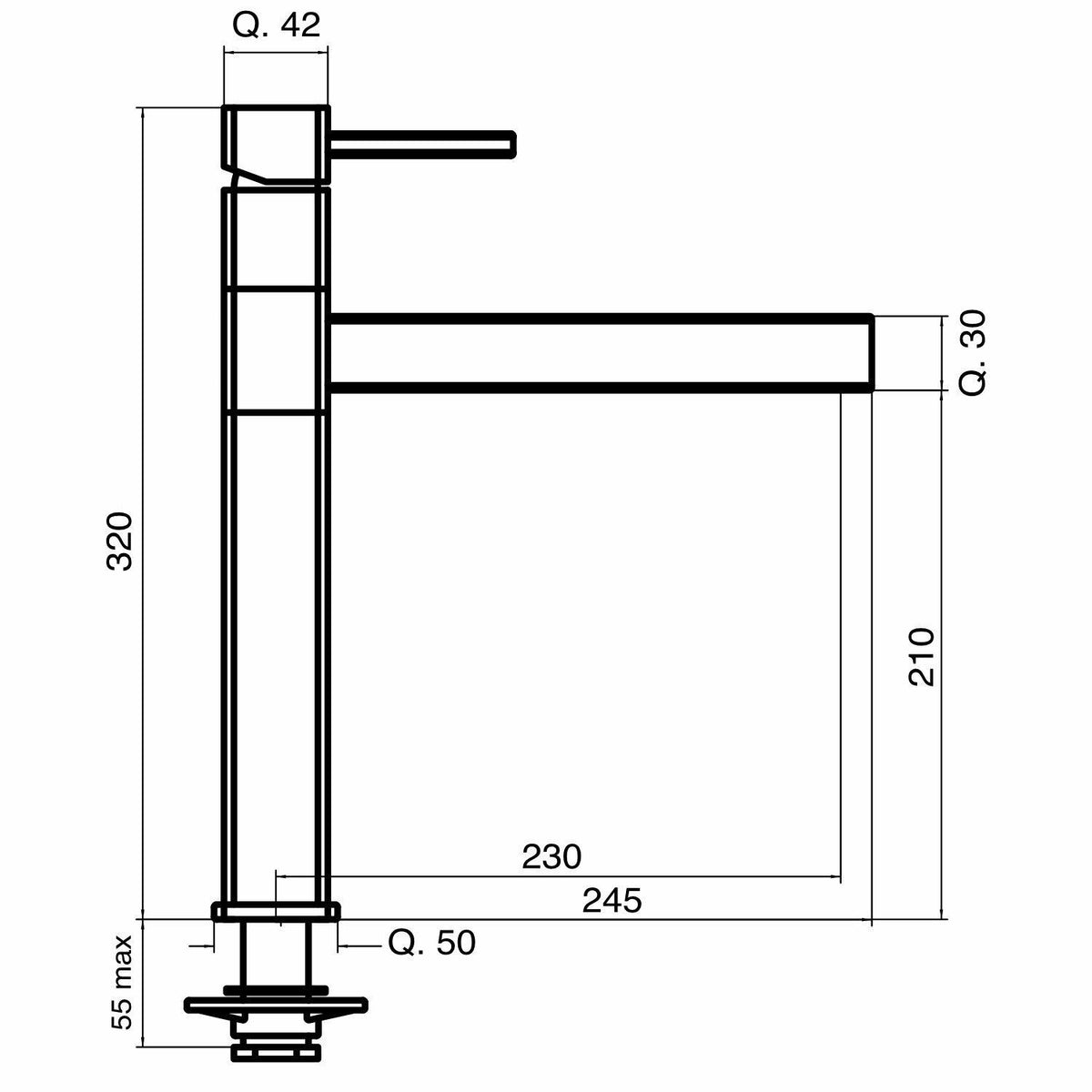 Designer Fünf-Wege-Wasserhahn STRATOS, Schwarz