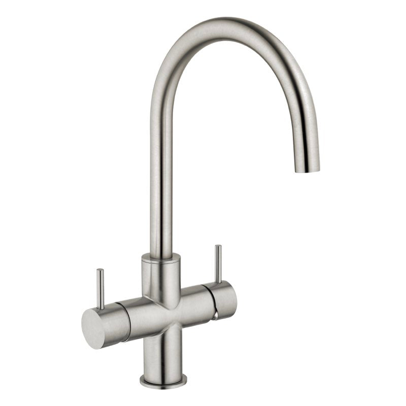 Designer 5-Wege-Wasserhahn CUCINA UNICA, Edelstahl Massiv