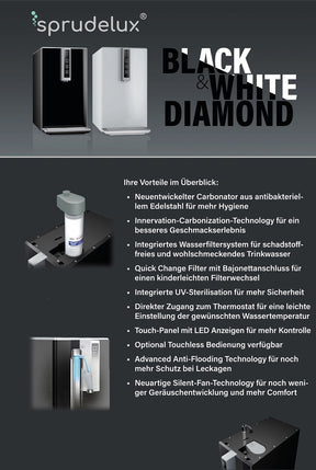 Auftisch-Tafelwasseranlage  BLACK & WHITE DIAMOND HOT EDITION inkl. Filtereinheit