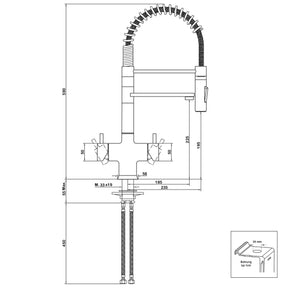 5-Wege-Wasserhahn LUXURY 59cm, Technische Zeichnung