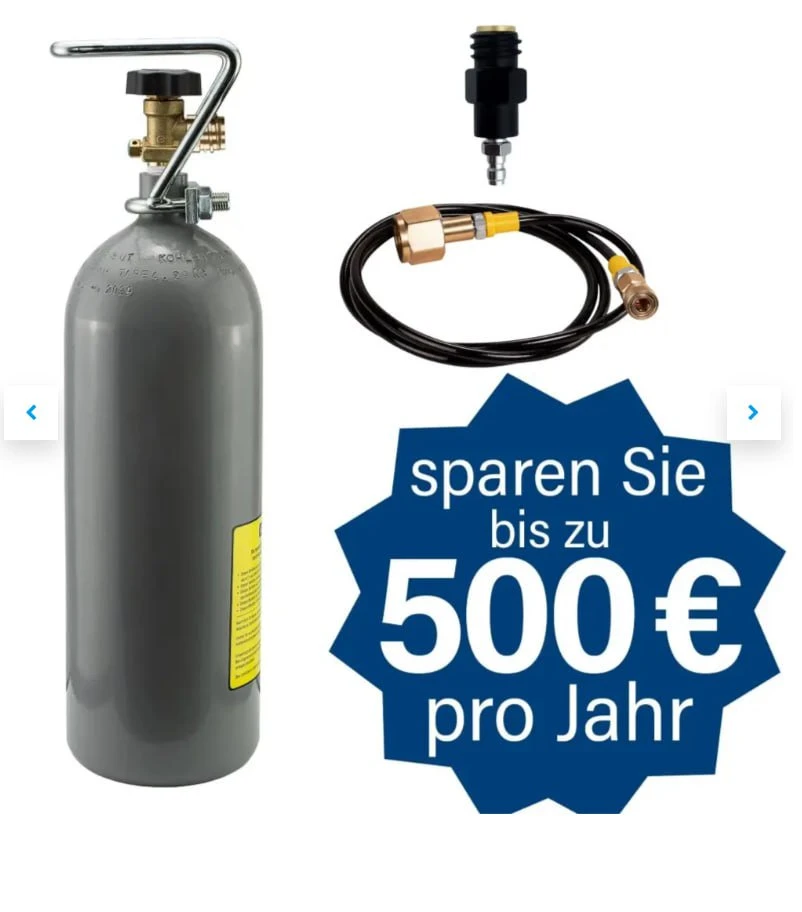 SPRUDELUX CO2-Adapter-Hochdruckschlauch Komplett-Set inkl. 2-kg-CO2-Flasche