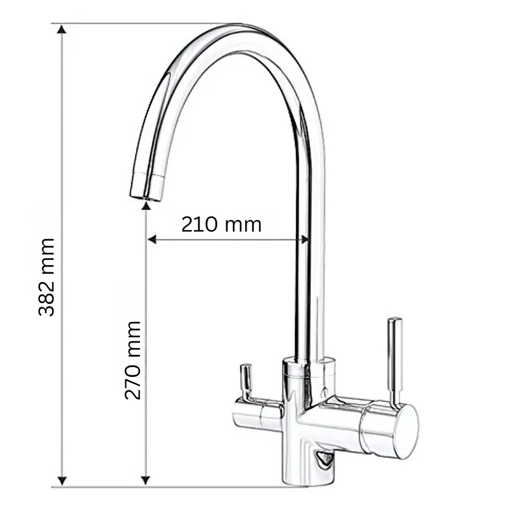 3-Wege-Armatur VALERIA C-Auslauf in Chrom - 360° drehbare Küchenarmatur2.webp