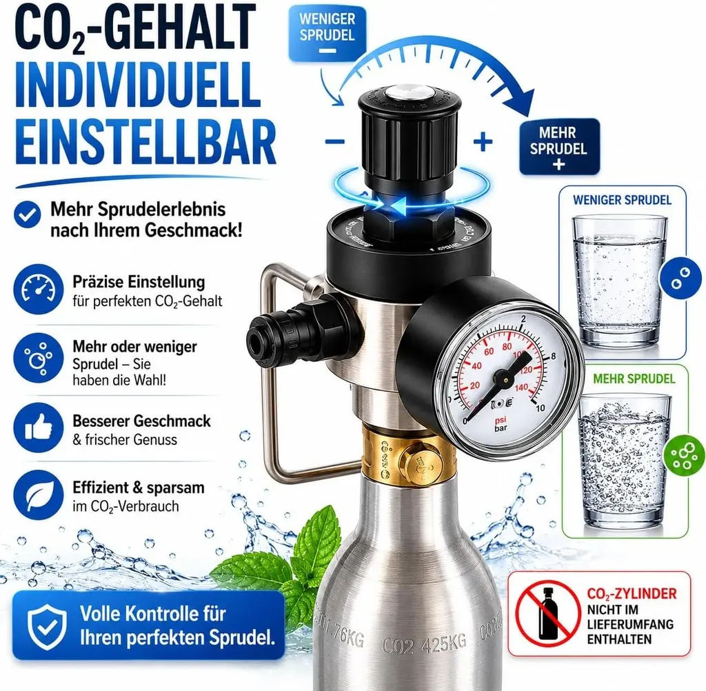 CO2 Druckminderer Set für 425g Zylinder – kompatibel mit BRITA Yource, Neo & Quooker Cube System - Z (1).webp
