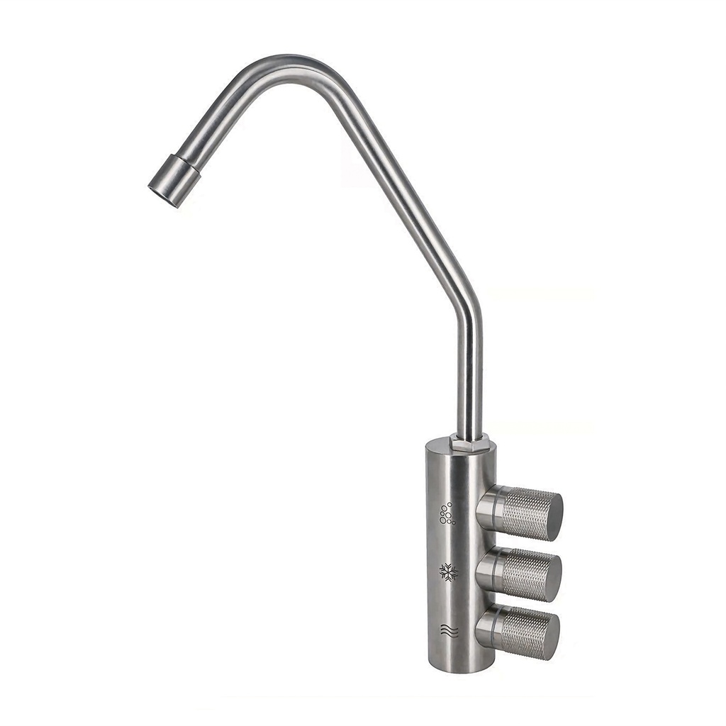 3-Wege-Zusatzarmatur DELTA INOX in Edelstahl Massiv - Sodaarmatur geeignet für Sprudelwasser