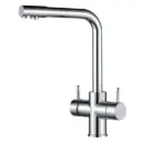 5-Wege-Wasserhahn ISABELLA Edelstahl massiv L-Auslauf | Chrom, Schwarz, gebürstet