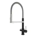 3-Wege-Armatur ALBA Spiralfeder - 360° drehbarer Wasserhahn aus massivem 304 Edelstahl | Farbe: Edelstahl gebürstet, Schwarz