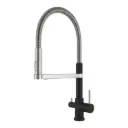 3-Wege-Armatur STATEMENT Spiralfeder - 360° drehbarer Wasserhahn aus massivem 304 Edelstahl | Farbe: Edelstahl gebürstet, Schwarz