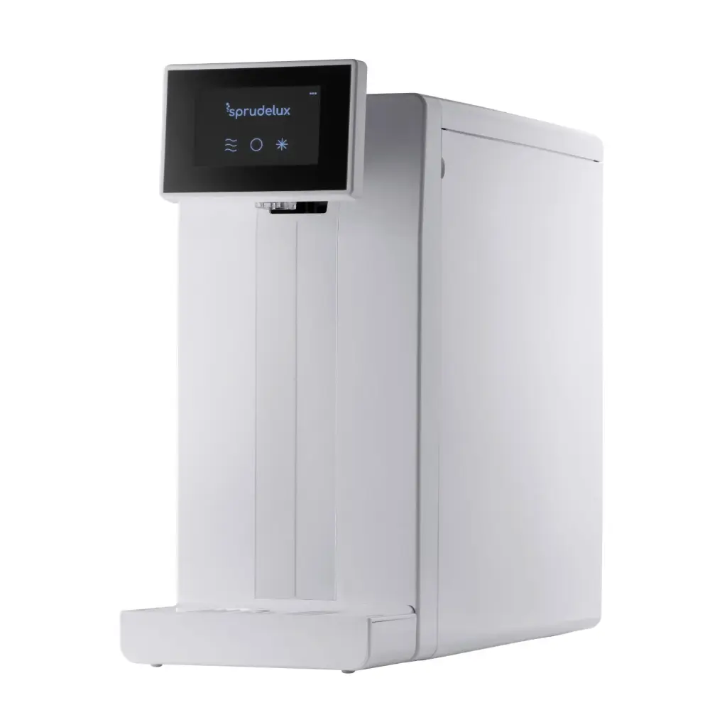 SPRUDELUX® POWER SODA Osmose - Premium Auftisch-Sprudelanlage | 20 L/Std. | höchster CO2 Gehalt | kompakt & leistungsstark | Made in Italy | mit AORA FT-Line 3 Vorfiltersystem
