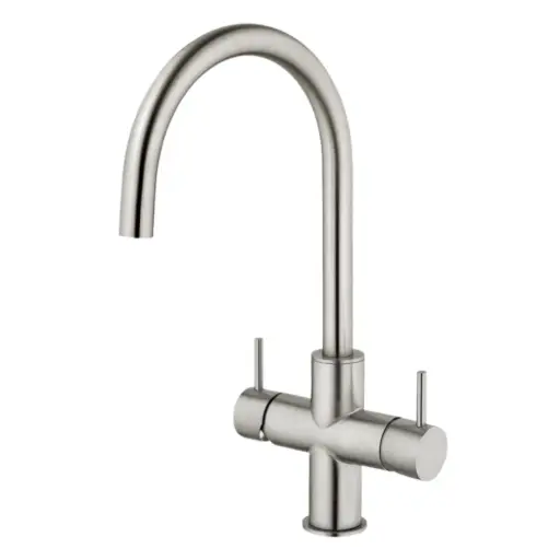 5-Wege-Armatur CUCINA UNICA C-Auslauf in Edelstahl massiv