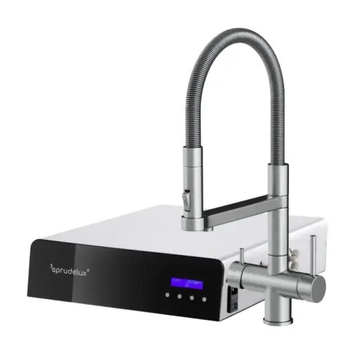 SPRUDELUX® OSMO FLAT Premium Umkehrosmoseanlage | nur 10,5 cm flach | hoher CO2 Gehalt | geräuscharm | Edelstahl | Made in Italy