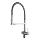 3-Wege-Armatur ALBA Spiralfeder - 360° drehbarer Wasserhahn aus massivem 304 Edelstahl | Farbe: Edelstahl gebürstet, Schwarz